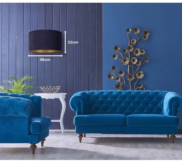 Duolla - Lampadario a sospensione con filo ROLLER 1xE27/15W/230V diametro 40 cm blu/oro