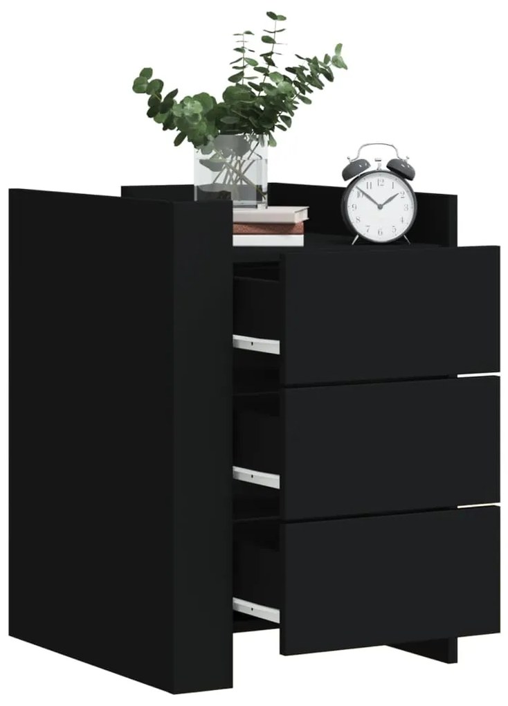 Comodino Nero 45x50x65 Cm İn Legno Multistrato /