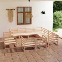 Set Divani da Giardino 11 pz in Legno Massello di Pino 3075944