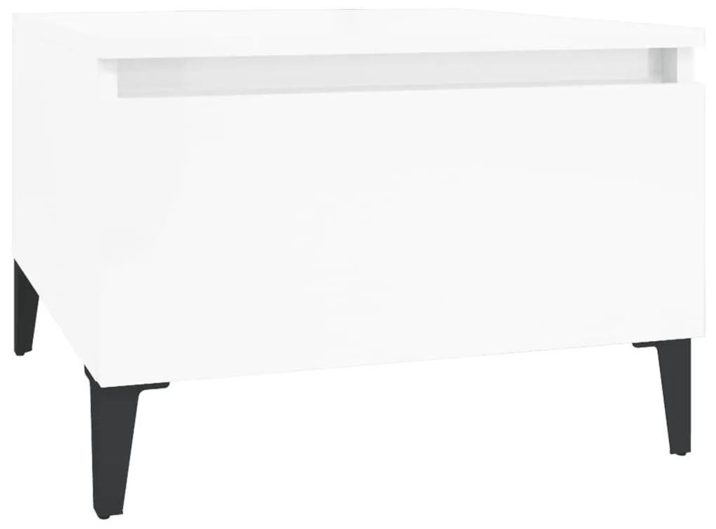 Tavolini 2pz Bianco Lucido 50x46x35 cm in Legno Multistrato