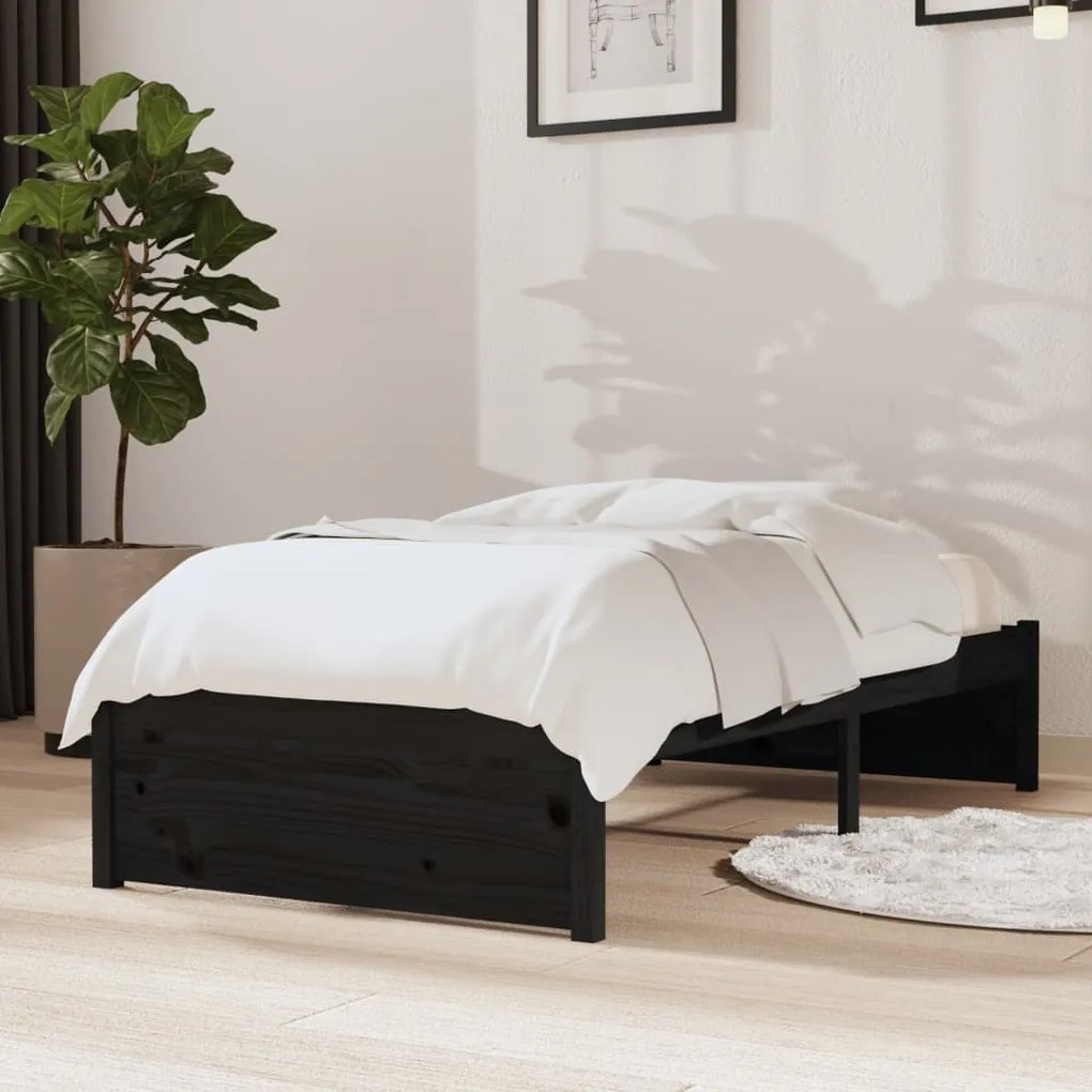 Giroletto İn Legno Massello Nero 75x190 Cm Small Single /