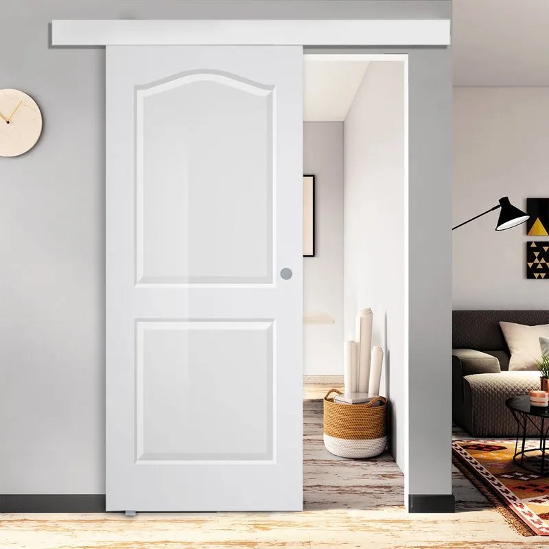 Porta scorrevole Empire in mdf bianco, L 88 x H 215 cm, con binario Atelier bianco Sinistra