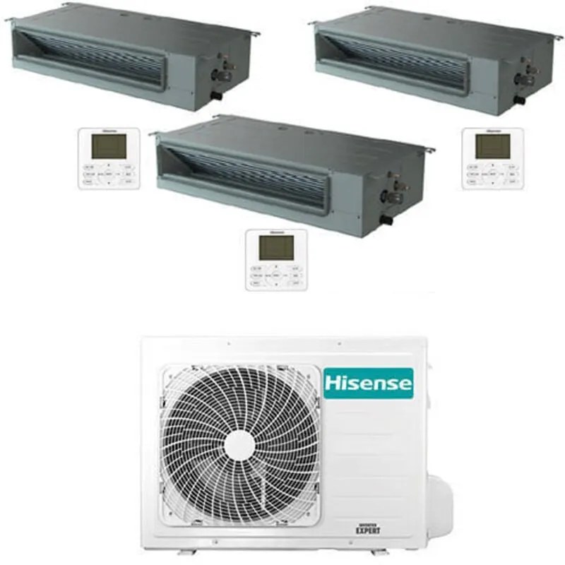Climatizzatore Condizionatore Hisense Canalizzabile R32 Trial Split Inverter 9000 + 9000 + 9000 btu con u.e. 3AMW62U4RJC Classe a++/a+