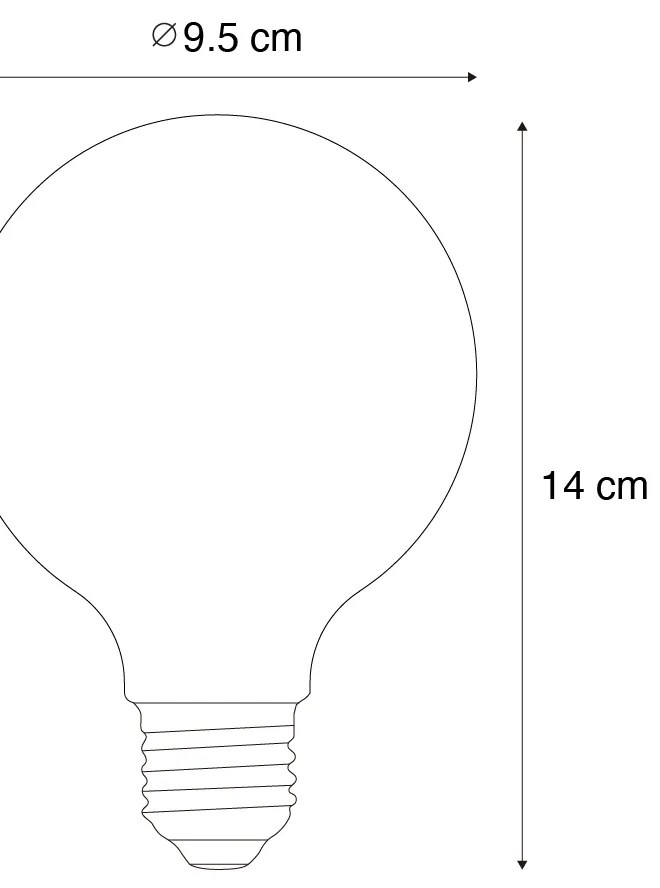 Set di 5 lampadine LED dimmerabili E27 con filamento a spirale G95 dorate 4W 270LM 2100K