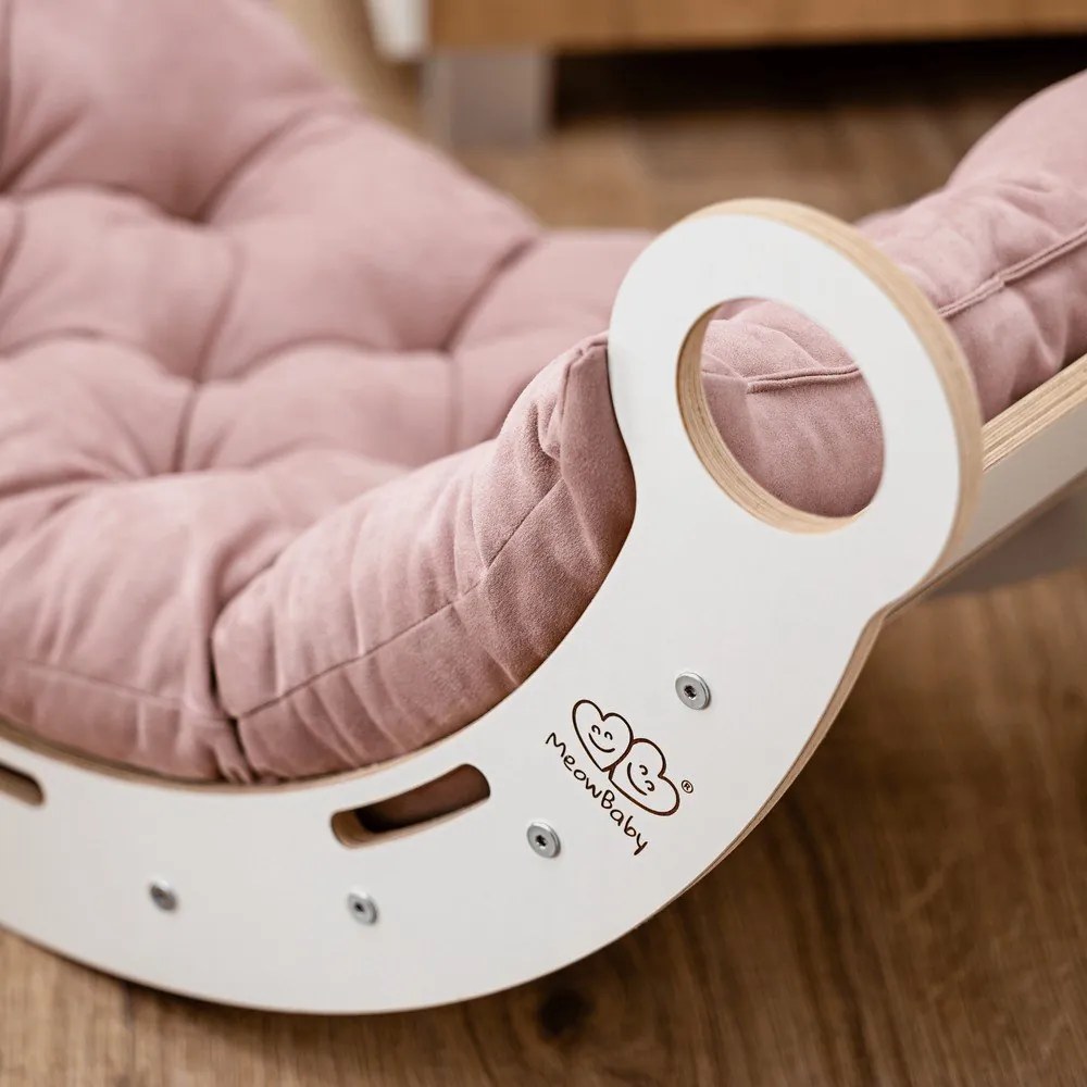 Arco a dondolo montessori bianco/rosa in pino massiccio 39x75x38 cm Montessori – Meowbaby