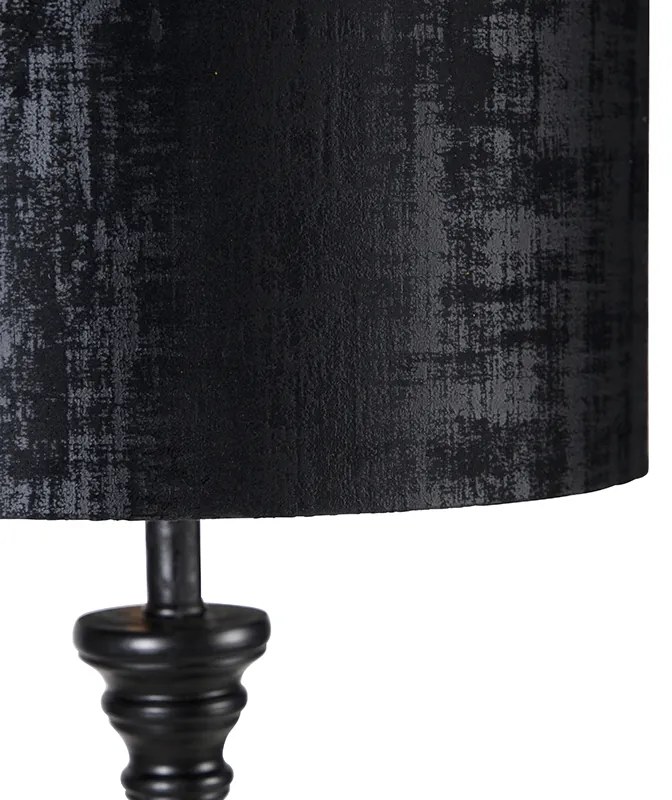 Lampada da terra classica nera con paralume nero 40 cm - Classico