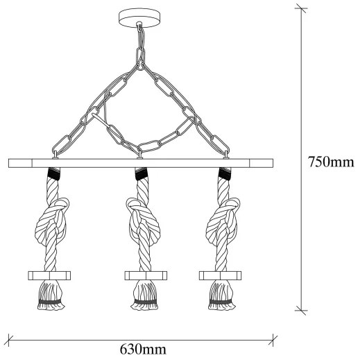 Lampadario a sospensione con catena EREBOS 3xE27/40W/230V marrone