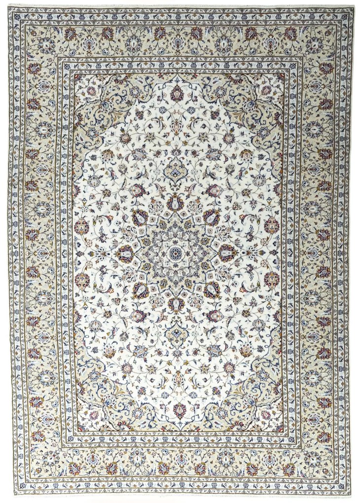 Kashan Tappeto 350 x 250 Beige (Iran) Annodato A Mano