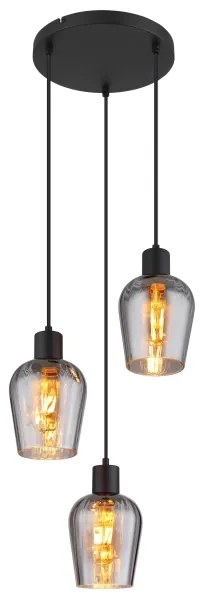 Globo 15627-3 - Lampadario a sospensione con filo RYAN 3xE27/40W/230V diametro 28,5 cm nero