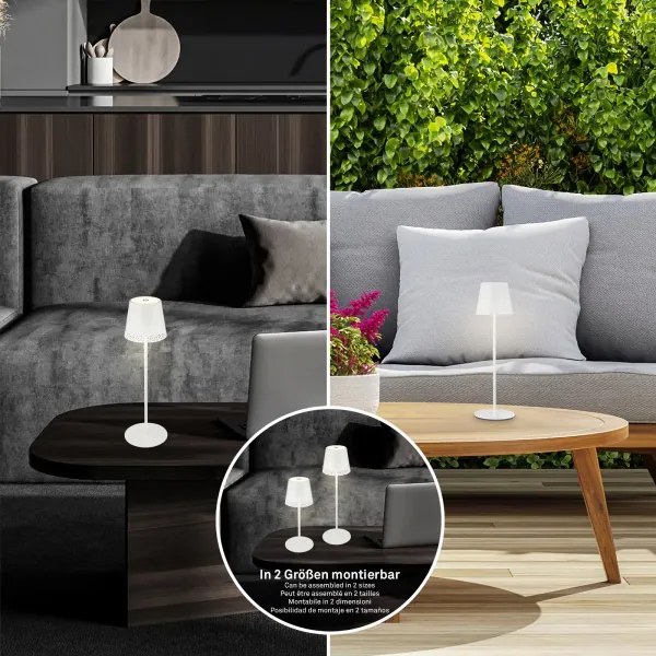 Brilo - Lampada da tavolo LED ricaricabile a sfioramento KIKI LED/2,6W/5V IP44 2600 mAh bianca