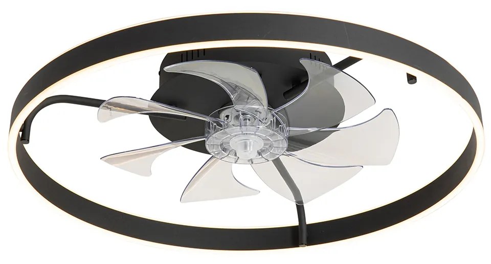 Ventilatore da soffitto nero 70 cm con LED dimmerabile e telecomando - Maddy