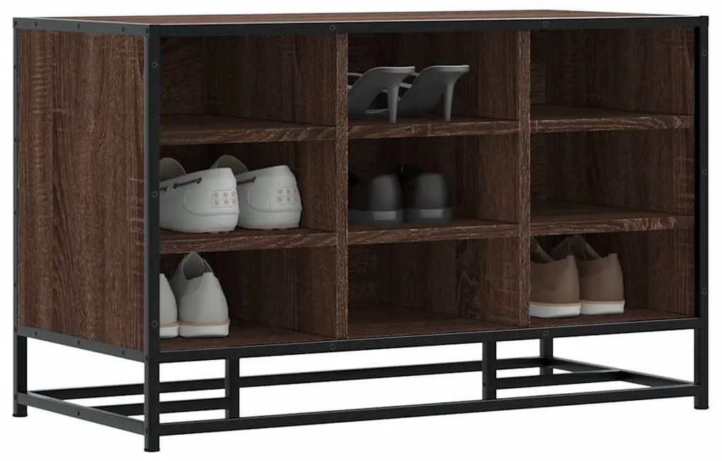 Scarpiera Rovere Marrone 84x40x53,5 Cm Truciolato E Metallo /