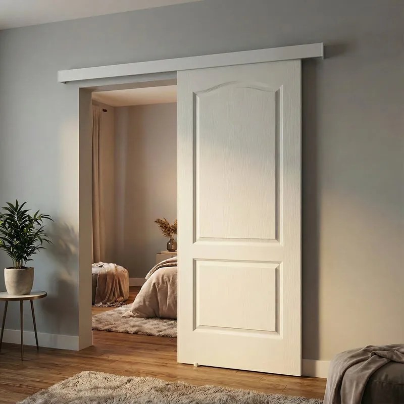 Porta scorrevole destra Ipanema in vetro bianco, L 88 x H 215 cm, con binario Meli