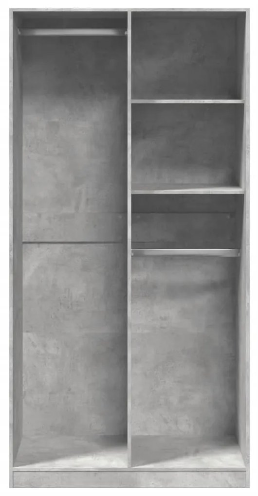 Armadio grigio cemento 100x50x200 cm in legno multistrato