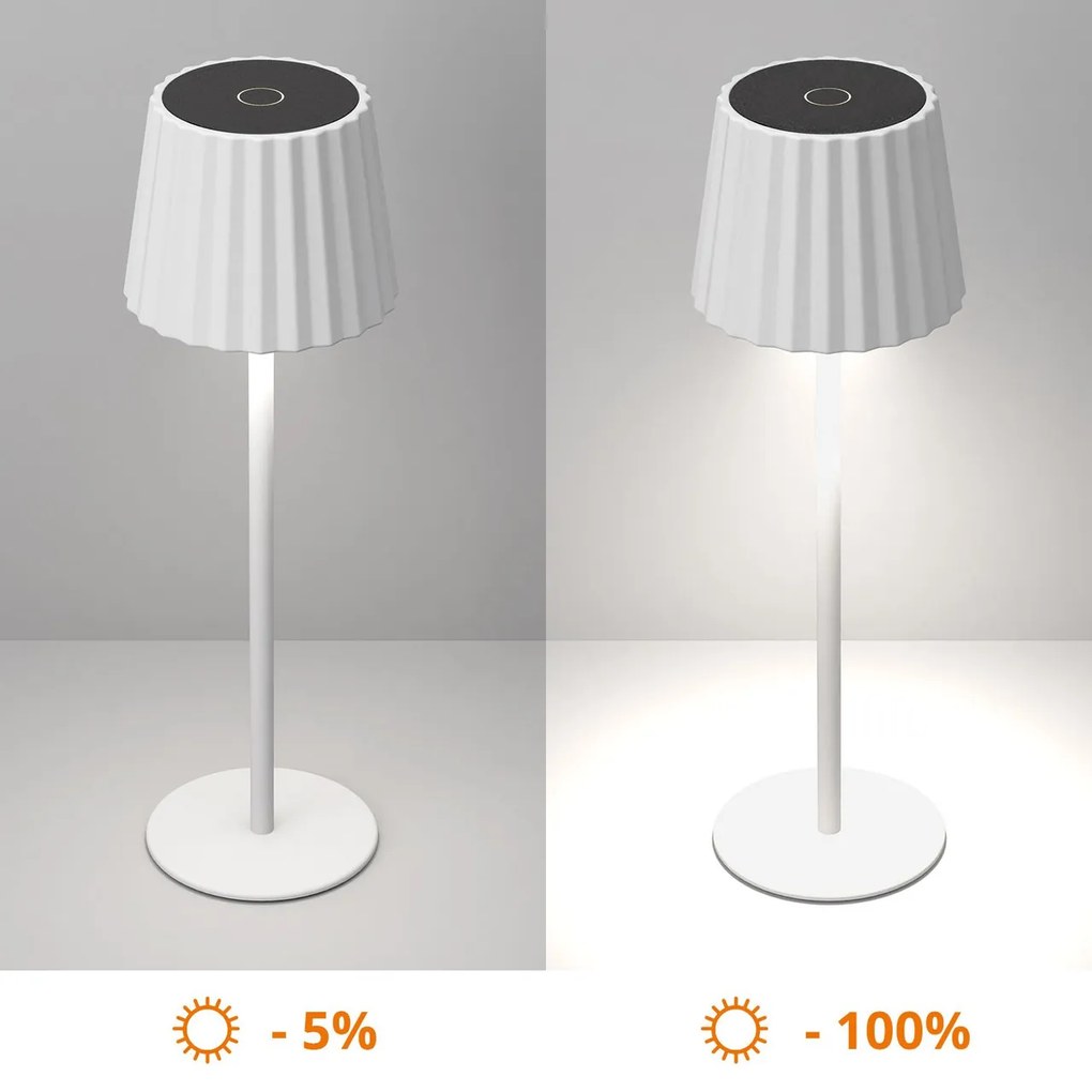 Lampada da Tavolo Ricaricabile 2.2W IP54 CCT Dimmerabile - Bianco Rigato