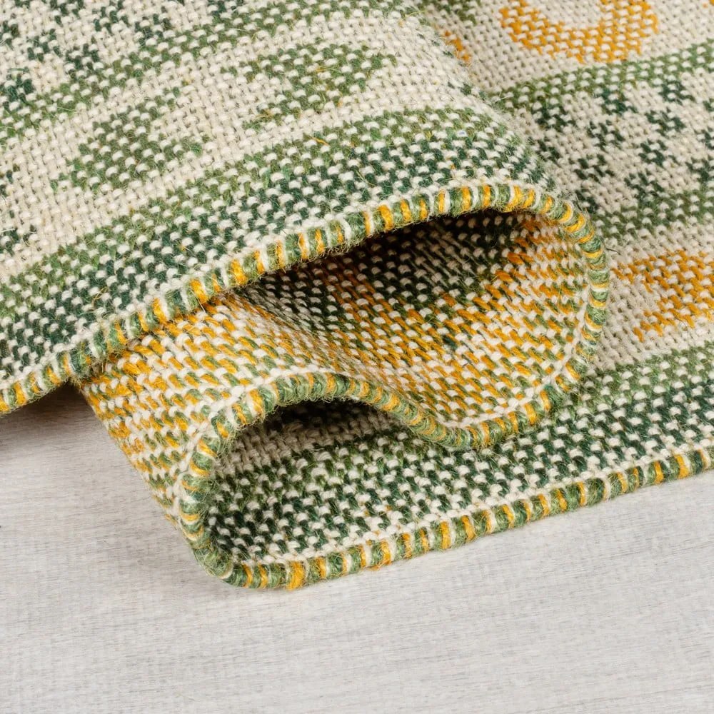 Tappeto verde in misto iuta 200x290 cm Mara Jute Border – Flair Rugs