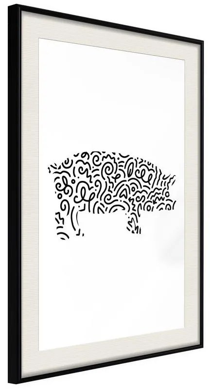 Poster  Curly Pig  Cornice Quadri Cornice nera con pass-partout, Larghezza x Altezza Home decor 20x30