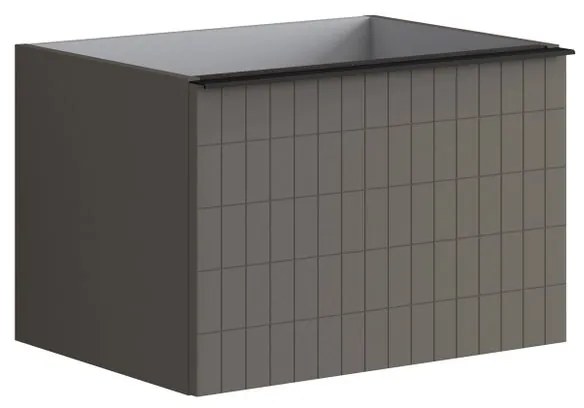 Mobile da bagno sotto lavabo Pixel grid frontale grigio carbone e maniglia alluminio nero laccato opaco L 60 x H 40 x P 45.5 cm 1 cassetto, lavabo non incluso