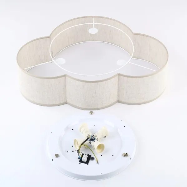 Brilagi - Plafoniera per bambini NIMBUS LINEN 4xE27/15W/230V 46x63 cm beige