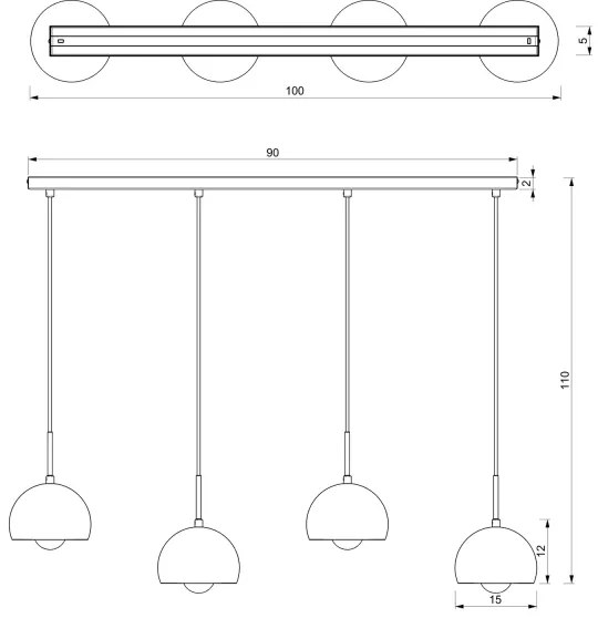 Lampadario su corda  COOL 4xE27/60W/230V nero