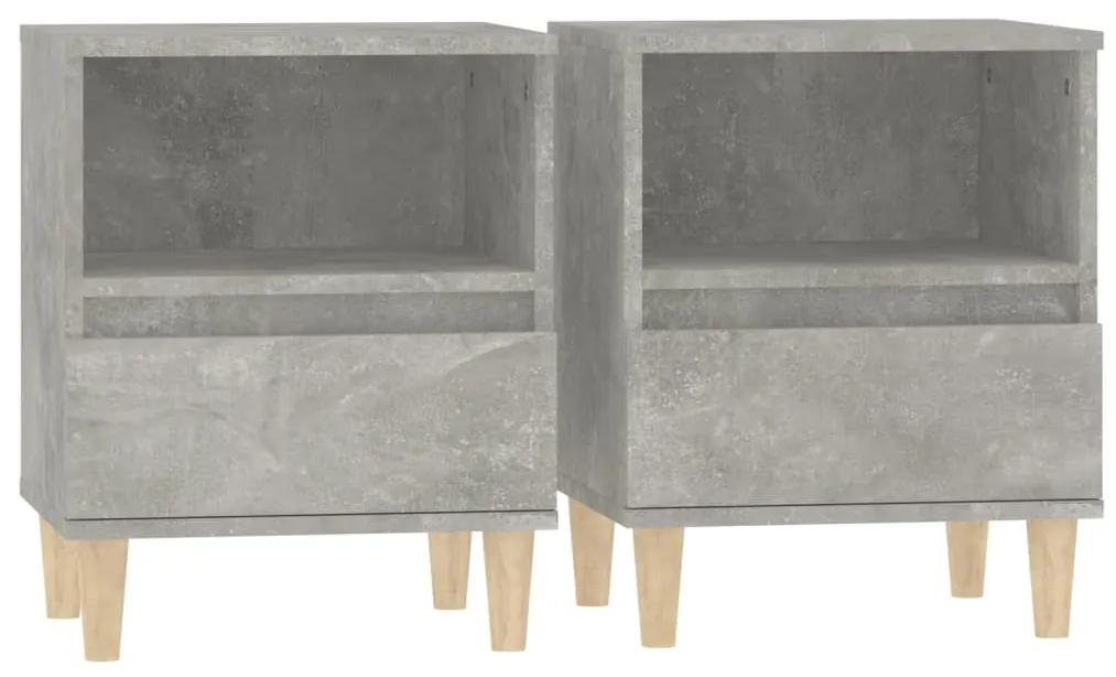 Comodini 2 pz grigio cemento 40x35x50 cm