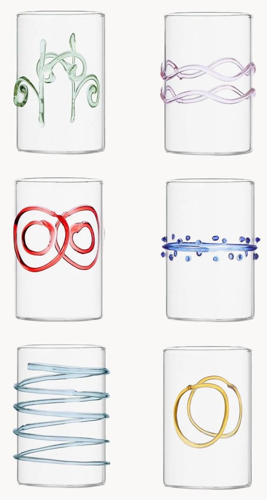 Set di 6 bicchieri per liquore in vetro borosilicato fatti a mano Deco' Arlecchino