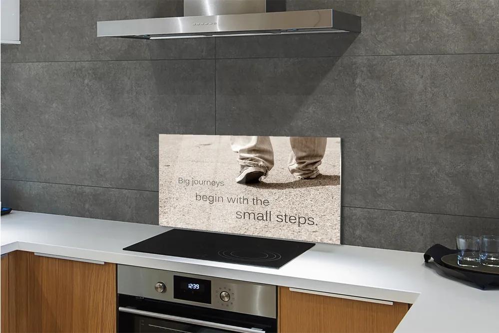 Pannello paraschizzi cucina Scarpe con scritte in cemento 100x50 cm
