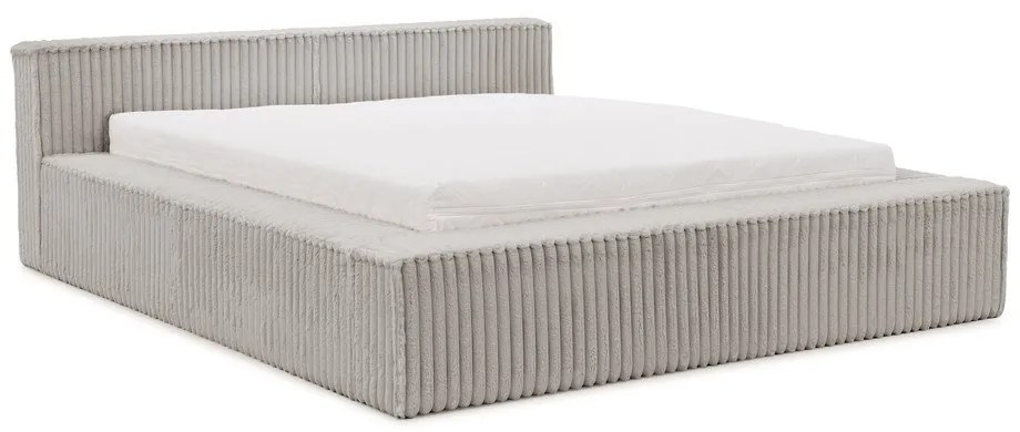 Letto matrimoniale imbottito grigio con contenitore e rete inclusi 200x200 cm Cloe – Ropez