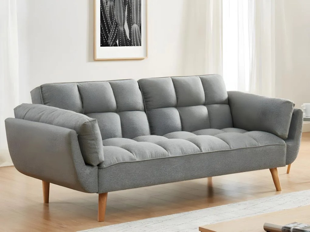 Divano letto 3 posti clic-clac in Tessuto Grigio chiné - LOELINE