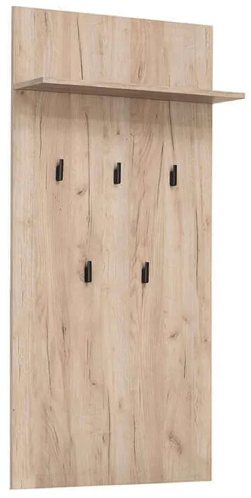 DODO - attaccapanni da parete moderno con mensola colore rovere cm 67 x 19,5 x 137 h