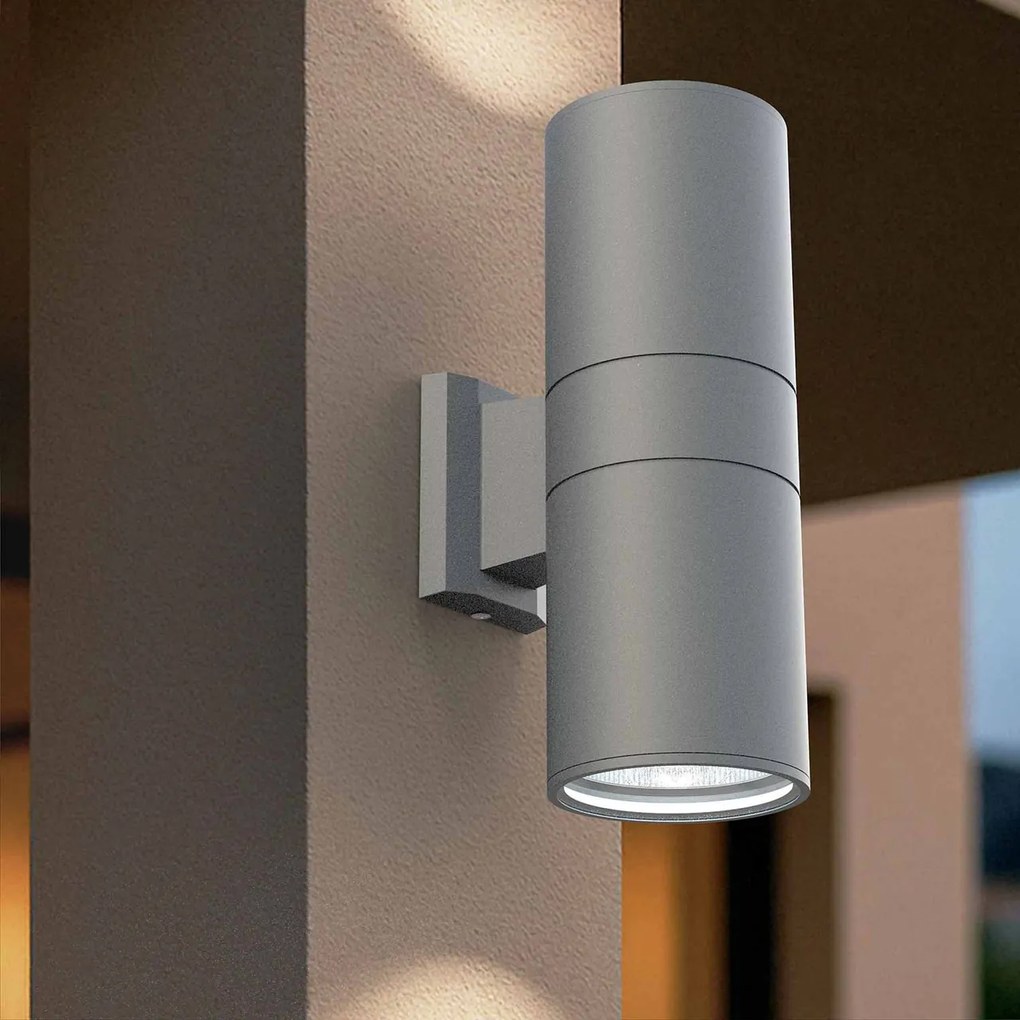 Applique Cilindrica Bidirezionale XL IP54 Con 2 basi E27 - Grigia