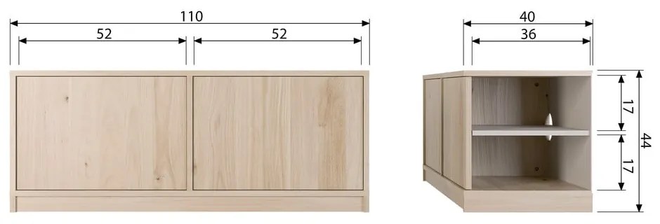 Tavolo TV modulare in rovere naturale 110x44 cm Modulair - vtwonen