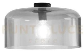 Plafoniera gibus fume' 1 luce attacco e27 40x40x23cm in vetro soffiato