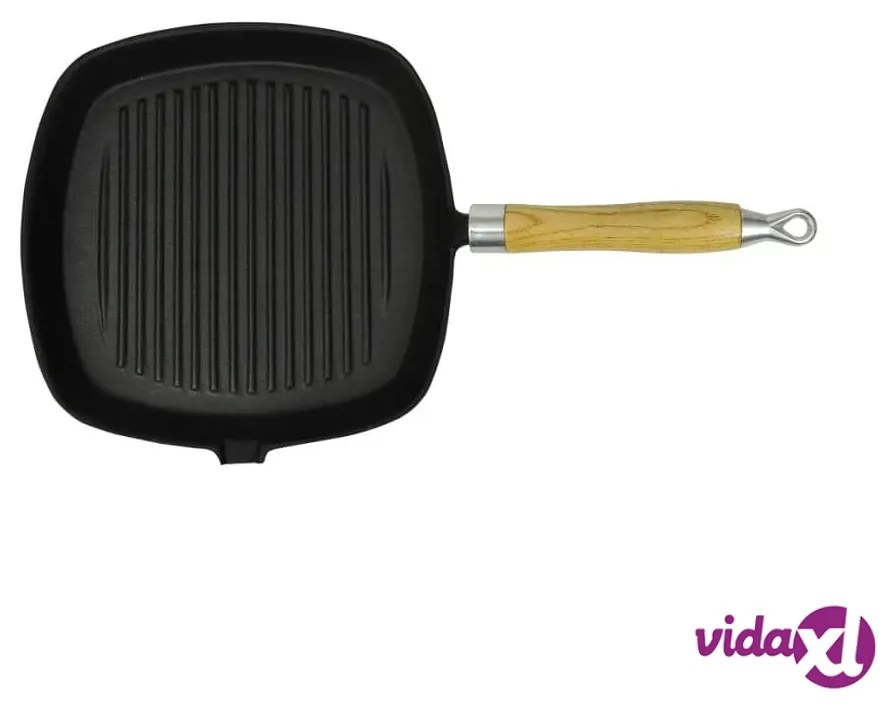 vidaXL Padella Tegame Griglia in Ghisa con Manico in Legno 20x20 cm