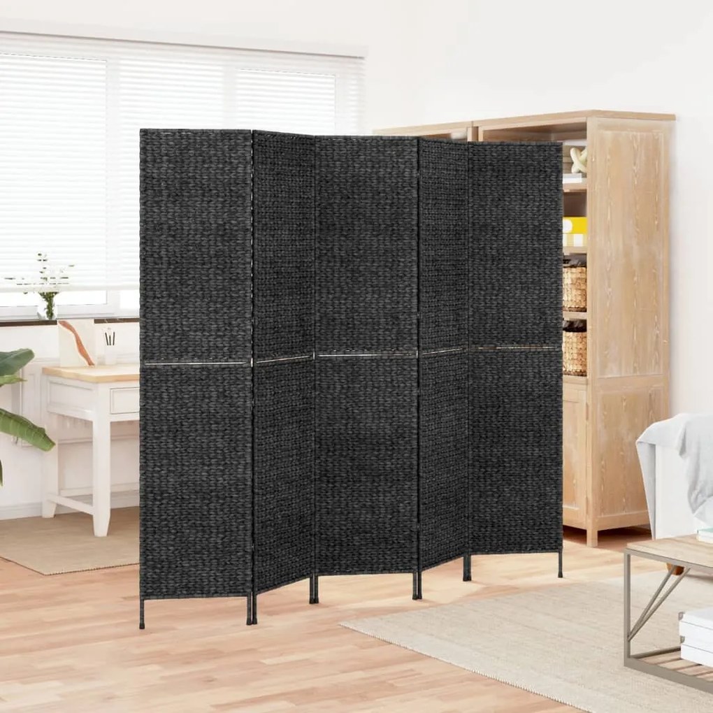 Divisorio ambienti 5pannelli nero 205x180cm giacinto d'acqua