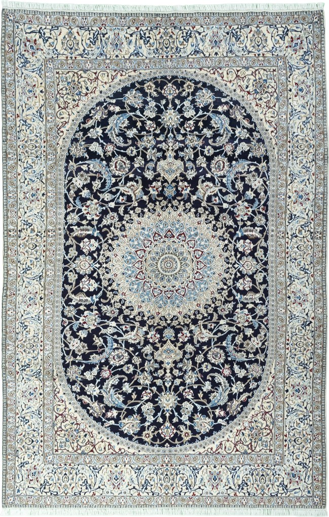 Nain Tappeto 200 x 310 Blu (Iran) Annodato A Mano