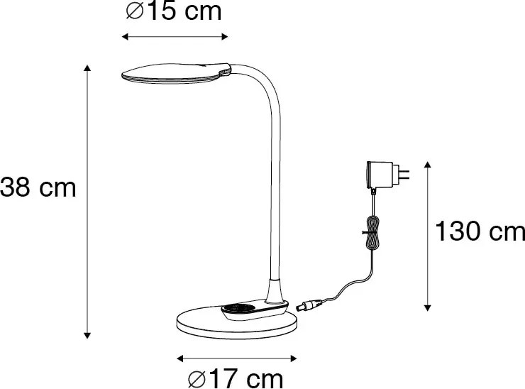 Lampada da tavolo e da parete nera con LED e dimmer touch - Joni
