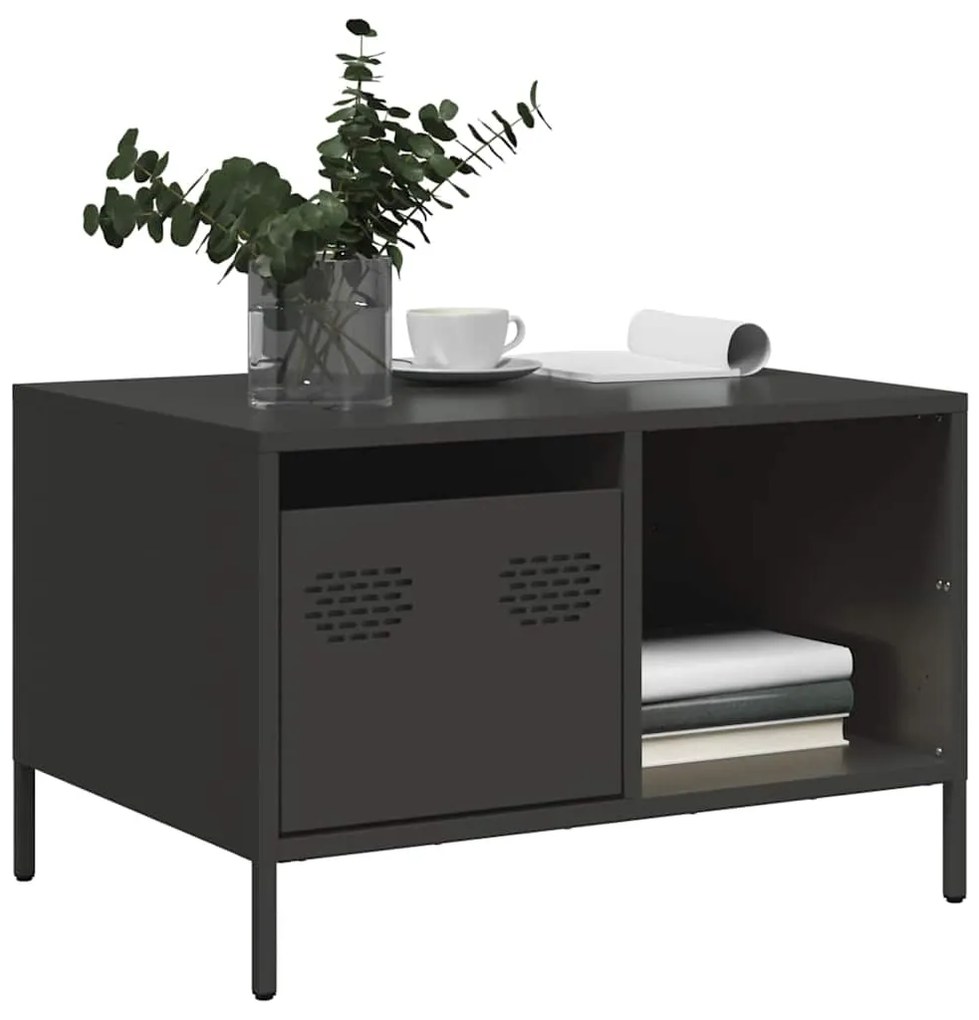 Tavolino Nero 68,5x50x43,5 Cm İn Acciaio Laminato A Freddo /
