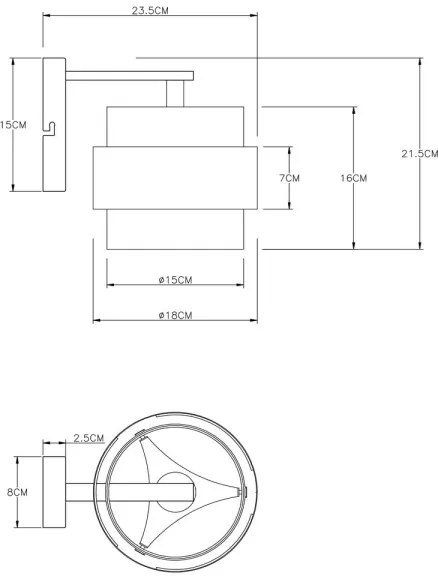 Globo 15560W - Applique MILEY 1xE27/60W/230V nero/ottone