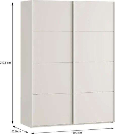 Armadio Guardaroba 2 Ante Scorrevoli Con Barra Appendiabiti Sofi Beige