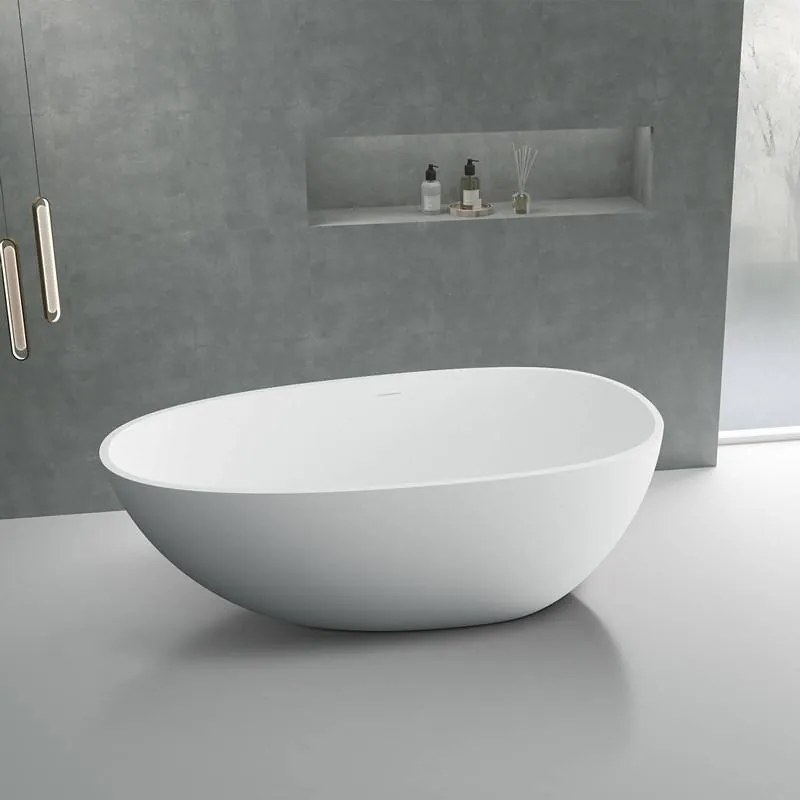 Kamalu - vasca da bagno solid surface centro stanza bianco opaco | kc1700