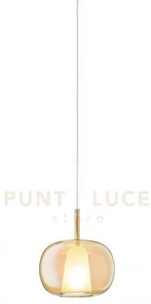 Vetro thelma 2 ambra d.25cm h.27cm 1 luce attacco e27 base d'attacc...