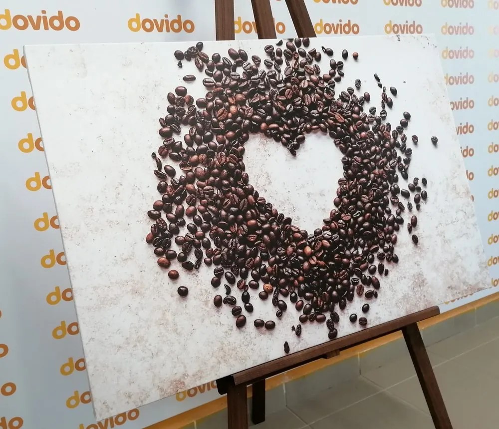 Quadro su tela – Cuore di chicchi di caffè