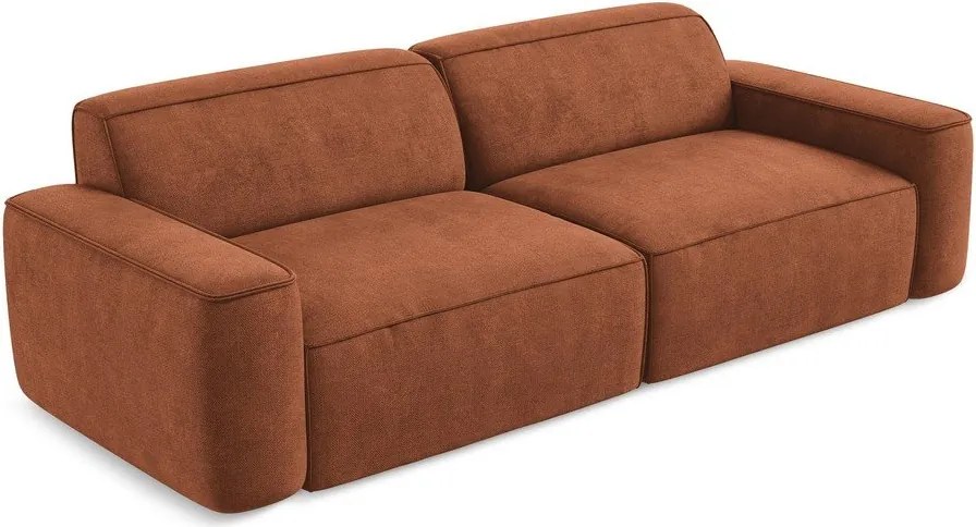 Divano color terracotta con rivestimento in ciniglia 244 cm Omao – Makamii