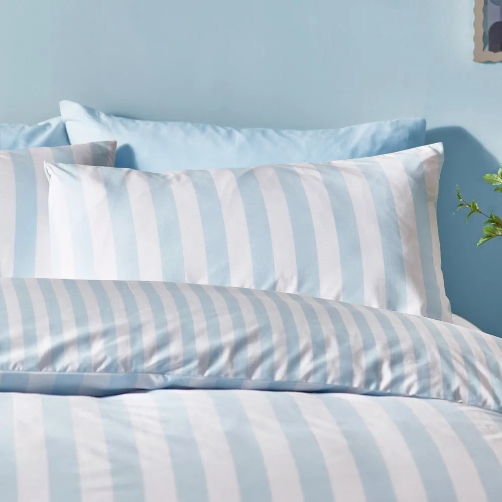 Set copripiumino e federa bianco/blu per letto matrimoniale 3 pezzi 200x200 cm Stripe Tease – Sassy B