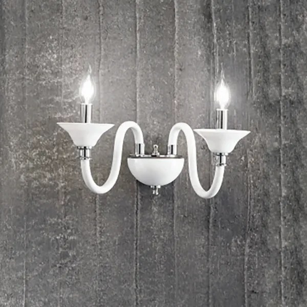 Applique TEBE 35x28 cm in vetro lavorato a mano Bianco