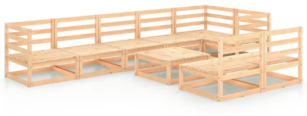 Set Divani da Giardino 9 pz in Legno Massello di Pino