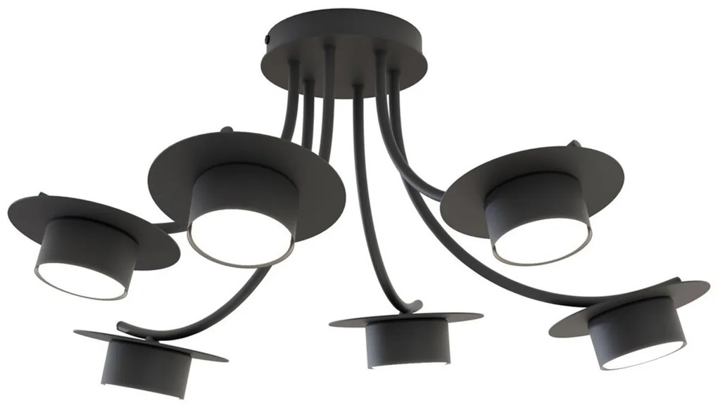 Lampadario a soffitto in acciaio ENSO 6 nero da interno 6xGX53