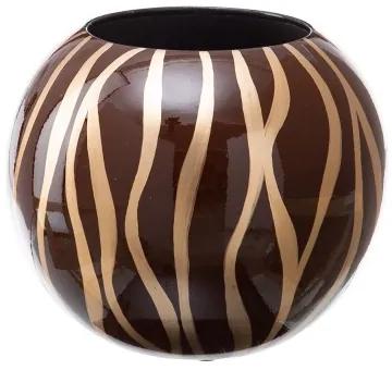 Vaso 24,5 x 24,5 x 20 cm Zebra Ceramica Dorato Marrone