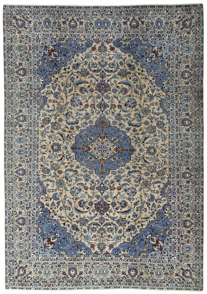 Kashan Tappeto 250x350 Beige (Iran) Annodato A Mano